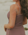 Dusty Mauve Retro Full Coverage Tankini