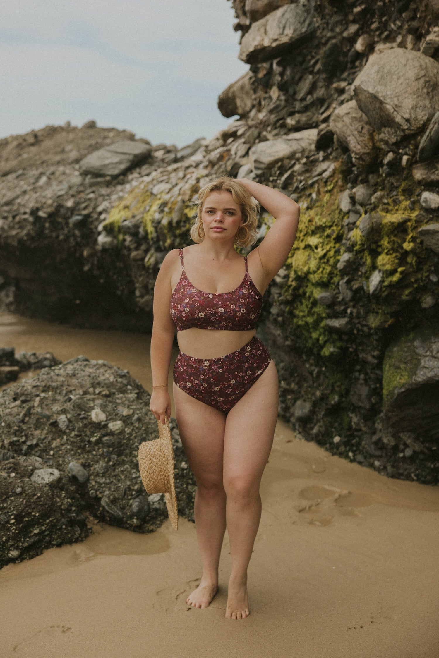 Classy Maroon Full Coverage Beach Fit with Sun Hat