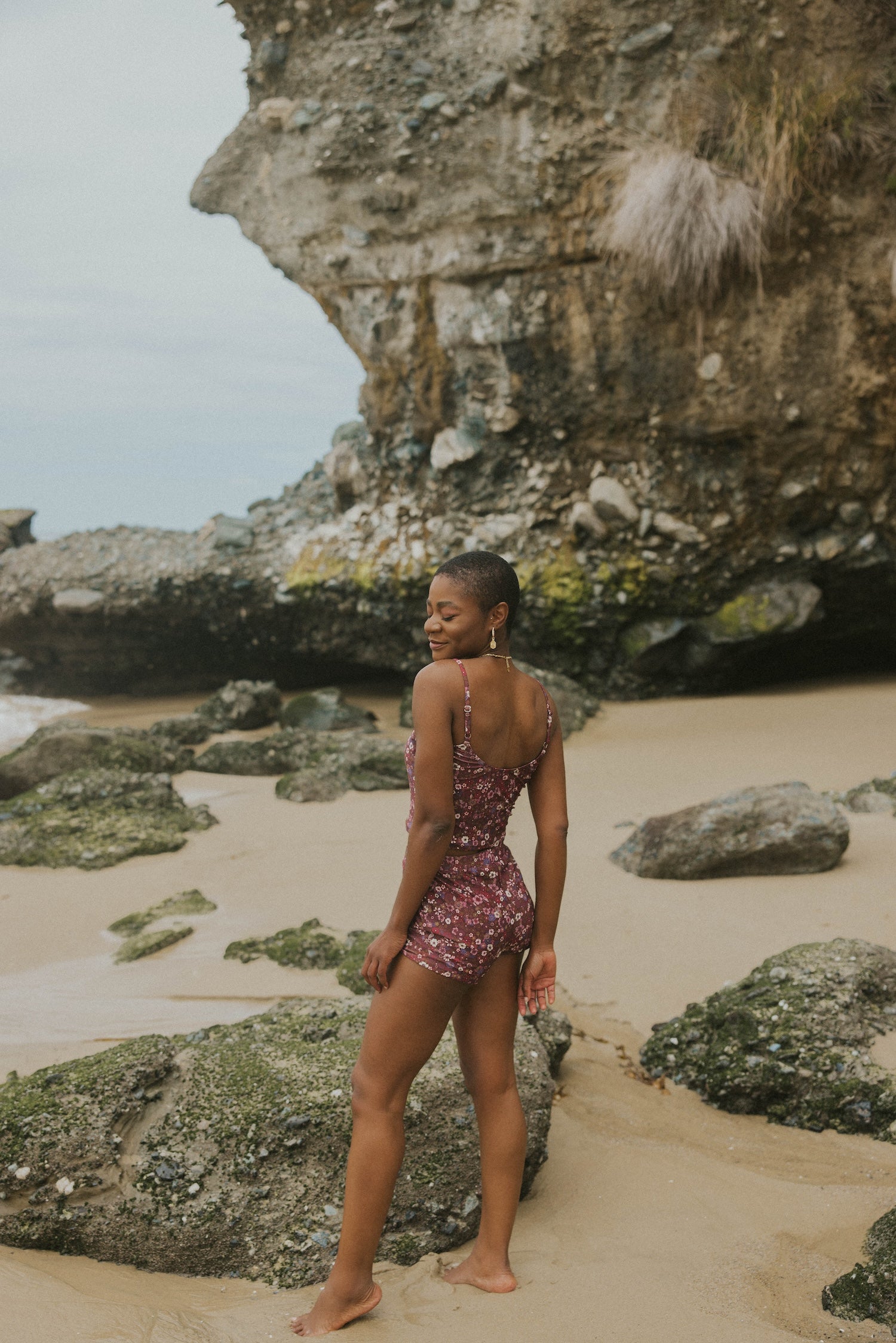 Full Coverage Maroon Floral Tankini Set