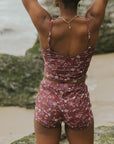 Full Coverage Back Tankini Set with High Waisted Swim Shorts
