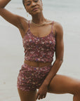 Maroon Floral Full Coverage Bikini Set for Christian Women