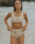 Cute Neutral Floral Modest Bikini for Christian Women