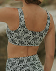 Cute Modest Floral Retro Black and White Bikini