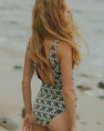 Floral Open Back Modest One Piece Swimsuit