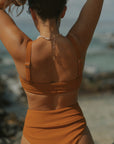 Orange Cute Flatter High Waisted Bikini with Adjustable Straps