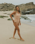 One Piece Retro Floral Paisley Cute Modest Swimsuit