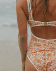 Full Coverage One Piece Swimsuit Paisley Floral Print