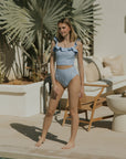 Off the Shoulder modest bikini top with frills
