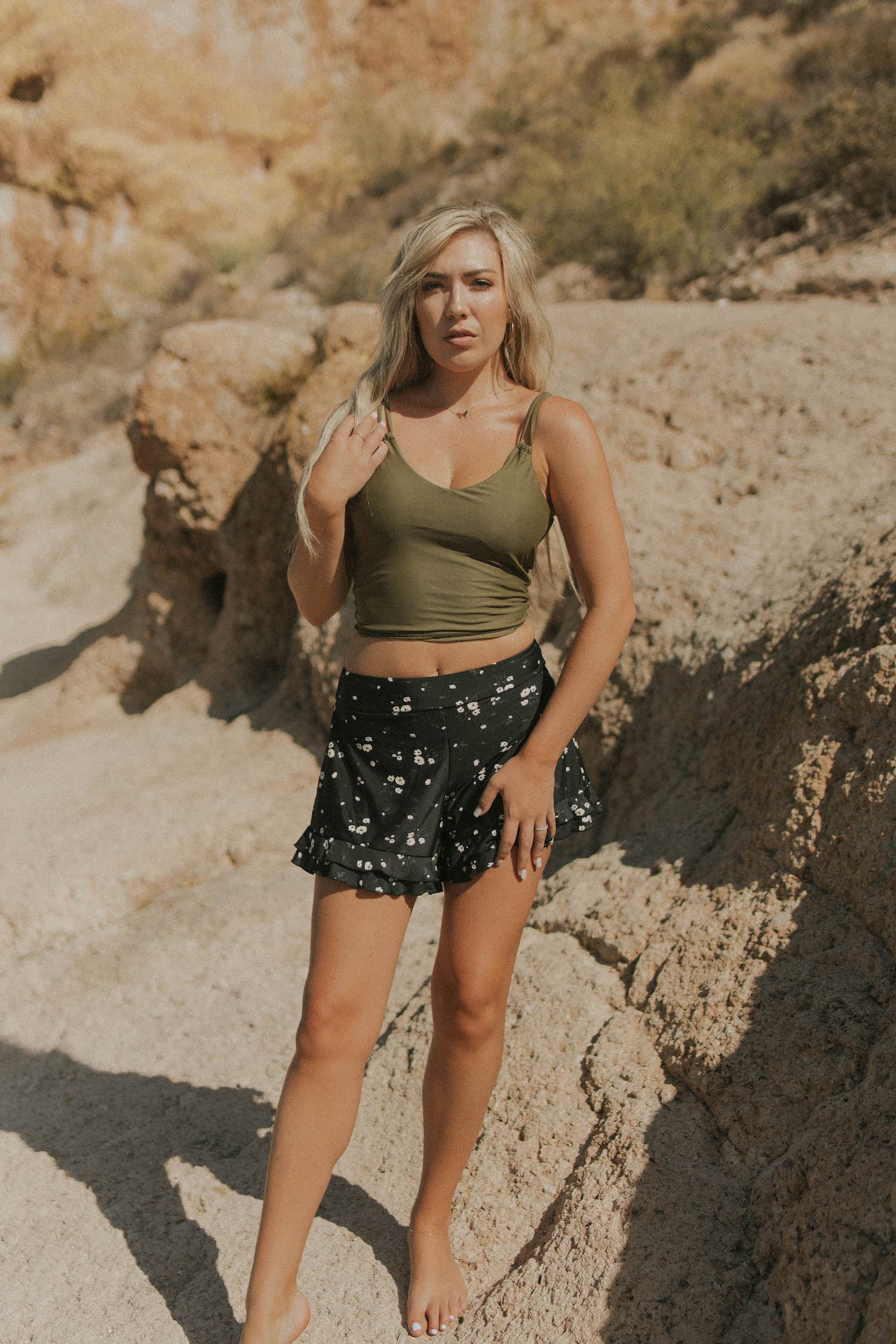 Black Floral Postpartum Full Coverage Swim Shorts