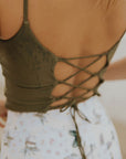 Cute modest full coverage olive green tankini top 