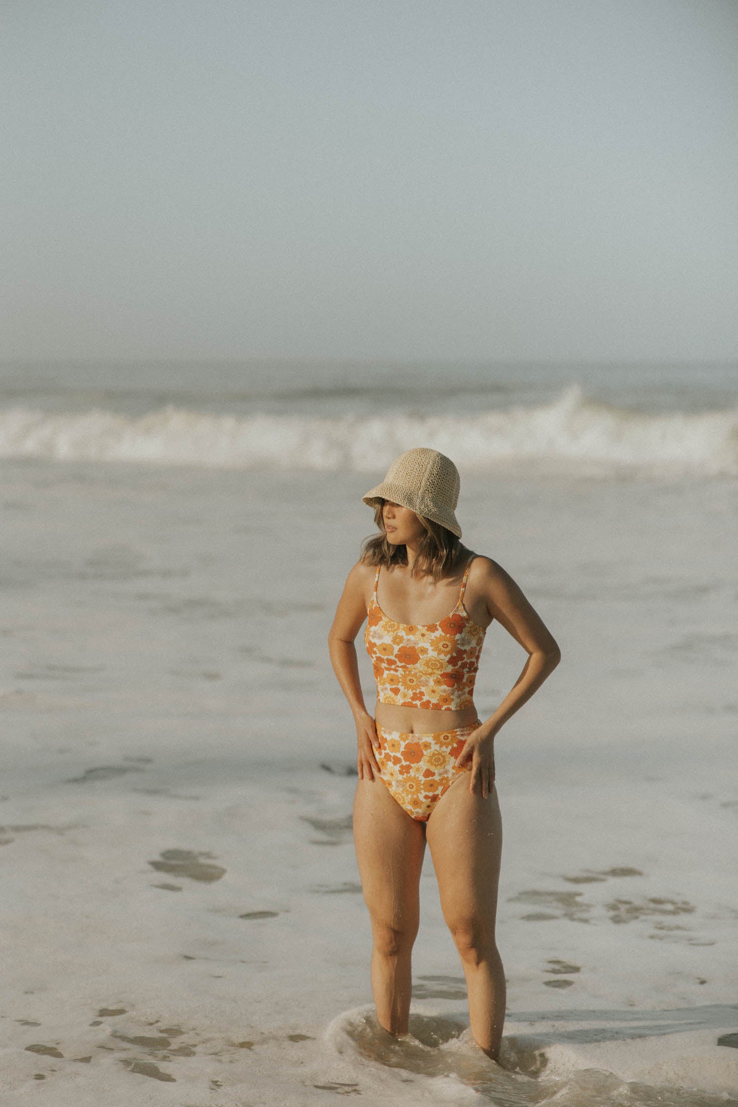 retro floral high waisted bikini bottoms modest