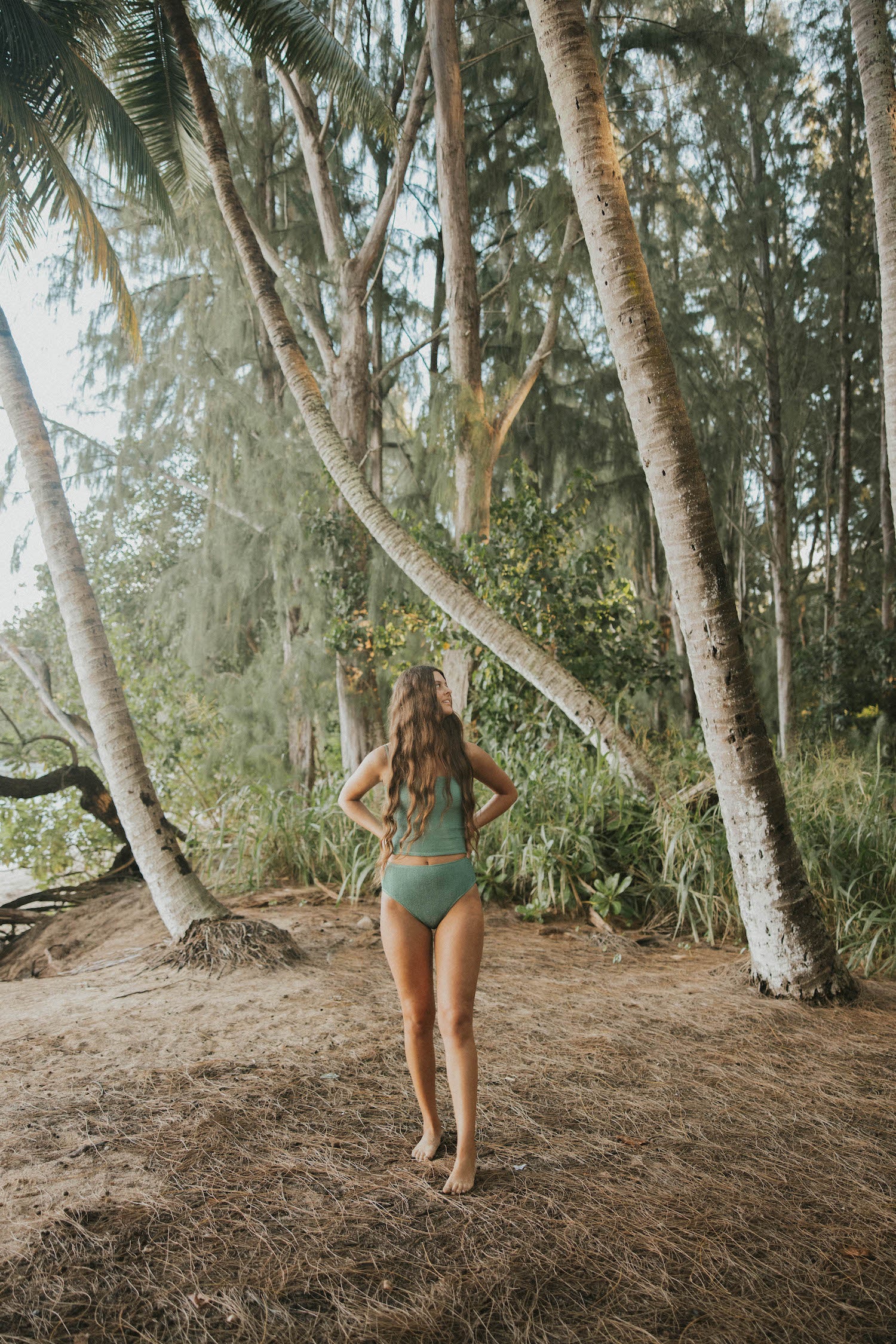 Cute modest teal textured bikini bottoms