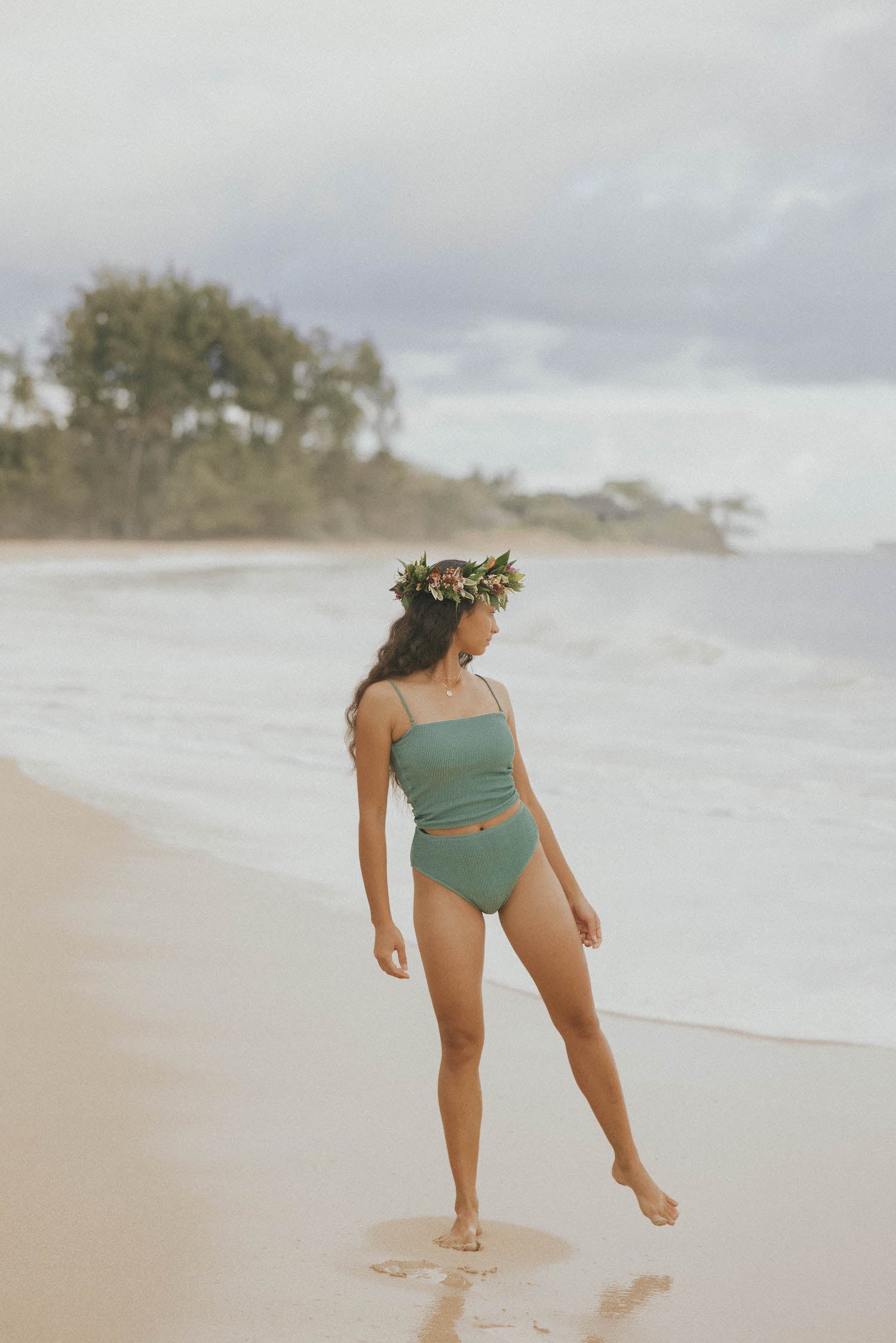 high waisted textured bikini bottom