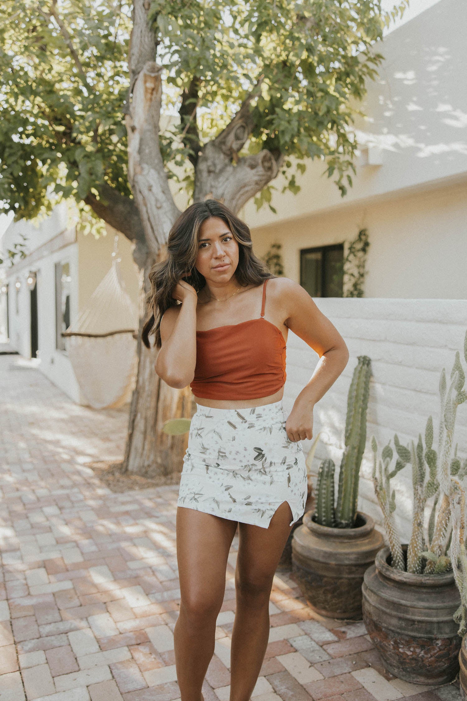high waisted swim skirt white floral cute swim skirt modest with full coverage paired with tankini top
