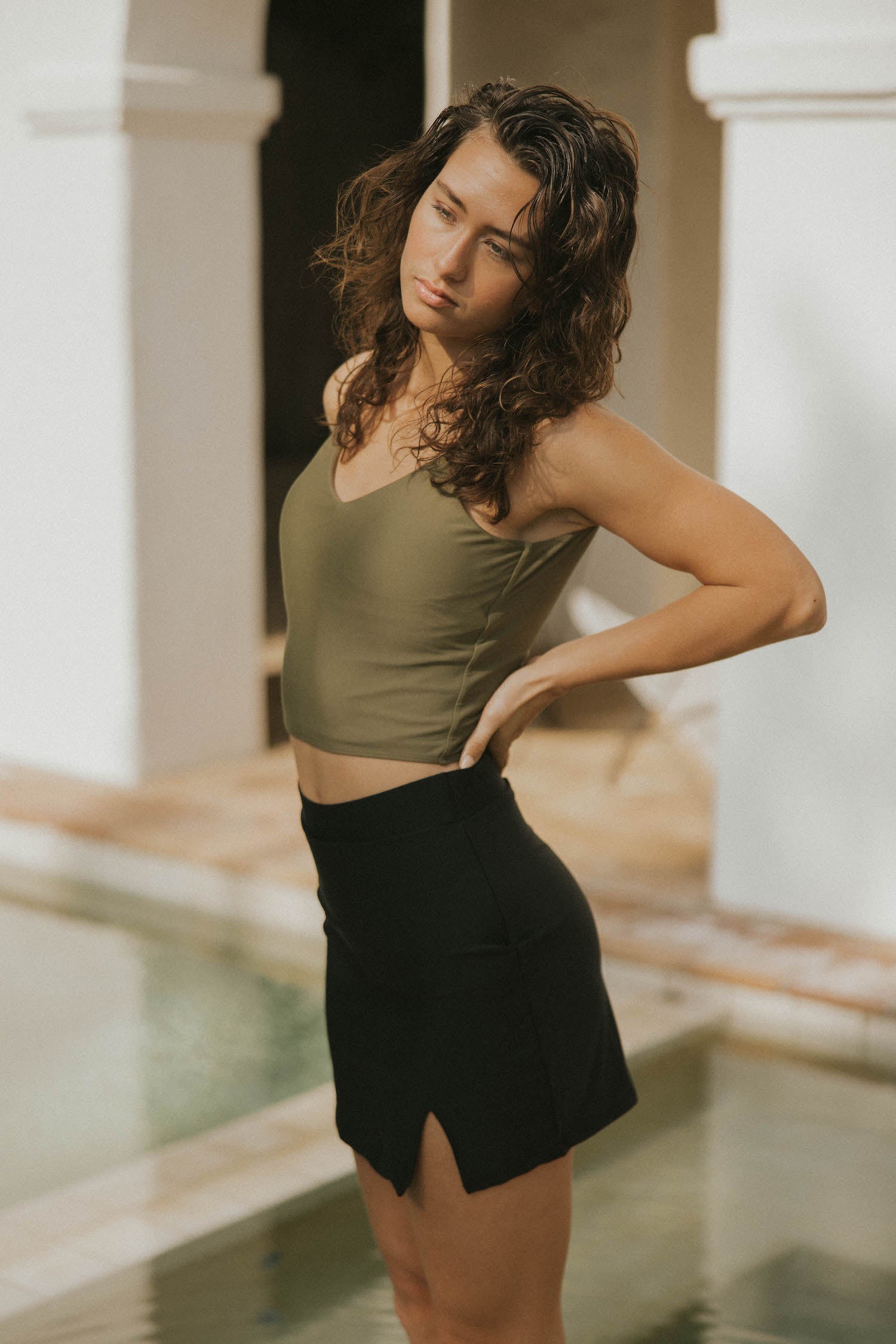 women's modest black swim skirt high waisted swim bottoms